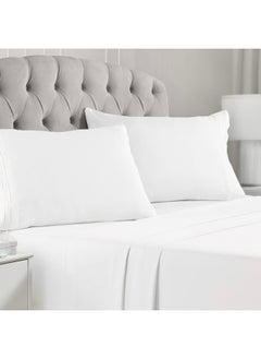 Buy Bed Sheet Set - Brushed Microfiber 1800 Bedding - Wrinkle  Fade  Stain Resistant - 4 Piece  Cal King  White in UAE