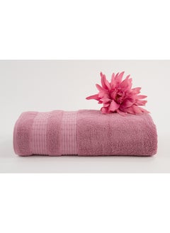 Buy Fortuneplush 580 Gsm 100% Cotton Terry Fancy Border1 Bath Towel 70X140 CmLuxury Touch Extra Absorbent-Dark Pink in UAE