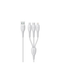 اشتري سيليبرات HB-05 كابل 3 في 1 محمول USB إلى Type-C، لايتنينج، مايكرو للشحن السريع ونقل البيانات بتصميم ذكي ويناسب الهاتف المحمول بشكل عملي 1200 ملم - أبيض في مصر