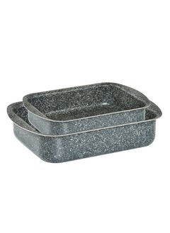 Buy Newflon granite rectangular oven tray set, 2 pieces, 31*25 CM in Saudi Arabia