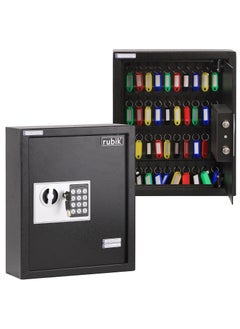 Buy 40-Keys Metal Storage Safe Box Cabinet with Key and Digital Pin Code Lock, Wall Mounted For Hotels Real estate Warehouse Schools Universities Business (Black, 40 Keys Capacity) in UAE