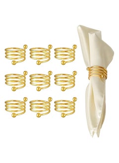 اشتري Gold Napkin Rings, 10Pcs Napkin Rings Upgrade Sturdy Metal Napkin Ring Holder Spring Design for Halloween, Wedding Dinning Table Decoration Setting, Hotel Wedding Spring Napkin Rings في الامارات