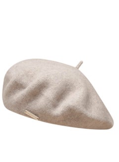 اشتري Wool Beret Hat for Woman, Lady Fashion French Beret Hat, Solid Color Stylish French Style Winter Warm Cap for Women Girls (Beige) في الامارات