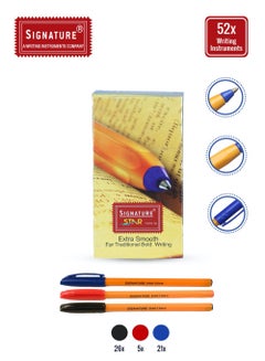 Buy Signature Star BallPoint Pen 1.0mm (52 Pieces in Multiple Ink Colours) in UAE
