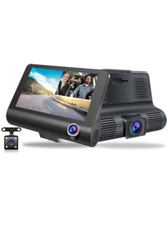 Buy 1080P DVR Dash Camera Front & Inside & Rear Camera Driving Recorder 4 Inch Screen Dashcam in Saudi Arabia