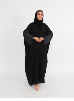 Buy Soft Blackberry Abaya With A Half Cloche Cut And Cuff Sleeves In Glossy Fabric And Black Color The Epitome Of Modern Elegance With Professional Touches in Saudi Arabia