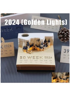 اشتري 3D Hogwarts Castle Calendar 2024 with Golden Lights, Harry Potter Desk Calendar,  Suitable for Night Light , Desk Decor, Birthday Gift, New Year Gift, Sticky Note, Notepad في السعودية