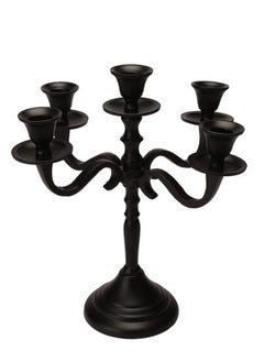 اشتري VOIDROP Five Arm Candelabra 10 inch Tall Black MatteTaper Candle Holders, Candle Stands Candlesticks for Home Decor Wedding Parties Dinning Table Centerpiece Thick Candles (Black) في الامارات