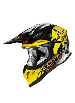 Buy J39 Rock Star Matt Yellow Motocross Helmet  For Unisex Adults in UAE