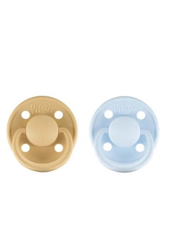 Buy Rebael Mono Natural Rubber Round Pacifier Size 1 - Baby 0-6M (2-pack) - Almond/Tiny Sky in Saudi Arabia