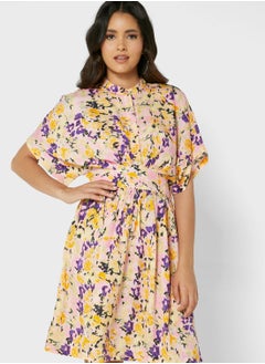 Buy Puff Sleeve Printed Dress in Saudi Arabia