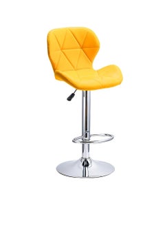 Buy Height Adjustable Bar Stools PU Faux Leather Padded Swivel Barstools Modern Counter Height Chairs with Backrest and Footrest for Pub Kitchen Counter (Yellow, 1) in Saudi Arabia