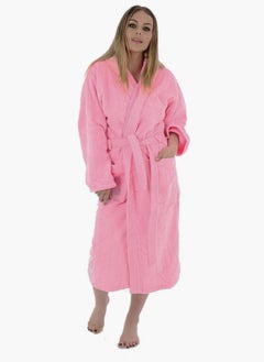 Buy Pink Color Lightweight Cotton Summer Unisex Terry Spa Bathrobe Medium Sizes in UAE