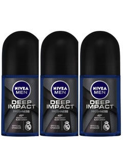 Buy Nivea Deep Impact Deodorant Roll-on for Men, 3x150ml in UAE