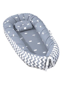 Buy Baby Nest, 90x50cm Baby Lounger, Soft Sleeping Cribs Cuddle Pads with Pillow, Cotton Swaddling Wrap, Adjustable Breathable & Portable Infant Snuggle in Saudi Arabia