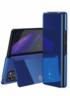 اشتري Case for Samsung Galaxy Z Fold 2 Case,Slim Armor Case, Luxury Mirror Design Clear View Smart Window Screen Display Cover (Blue) في الامارات
