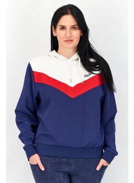 Buy Women Sportswear Fit Long Sleeve Bosa Cropped Hoody, Medieval Blue/White/Red in Saudi Arabia