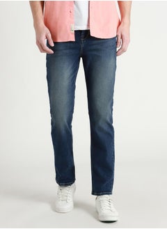 اشتري Men's Dark Blue Straight Fit Twill Jeans في الامارات