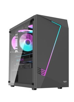 اشتري darkFlash AL390 PC Case | Tempered Glass Panels | M-ATX/ITX | HDD/SSD | 4 Expansion Slots | I/O : Power/Reset/USB/HD Audio | (Black) في الامارات