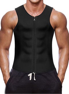 Buy Men Hot Neoprene Waist Trainer Vest Workout Sauna Suit Smooth Zipper Tank Top Weight Loss Corset Body Shaper Gym Sweat Shirt in UAE