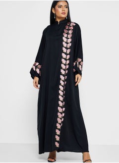 Buy Border Print Detail Jalabiya in UAE