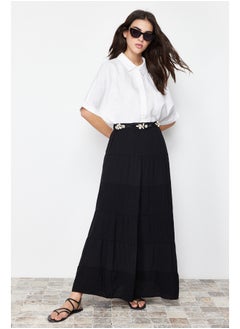 Buy Black Basic Lined Woven Skirt TCTSS24EE00003 in Egypt