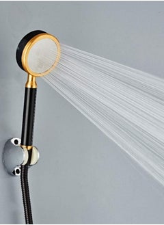 Buy Bathroom Shower Head Handheld Pressurized Shower Head Water-Saving Stainless Steel Fine Water Outlet Removable Black Gold in Saudi Arabia