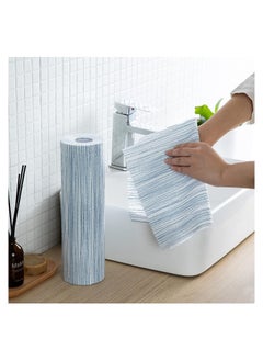 اشتري 40 Sheets Disposable Kitchen Paper Cleaning Wipe Towels Washable and Reusable Dish Cleaning Cloths Handy Cleaning Wipes Quick-Dry Multiuse Roll Wipe Sheets Stripes Pattern 30 * 30cm في الامارات