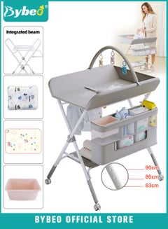 Buy Baby Changing Table, Portable Diaper Dresser-Change Station for Infant, Foldable Nursing Tables, Mobile Nursery Organizer for Newborns and Infants,  with Adjustable Heights, Toy Rack, Double Shelves in UAE