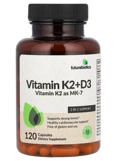 Buy Vitamin K2 + D3 with Vitamin K2 as MK-7, 120 Capsules in Saudi Arabia