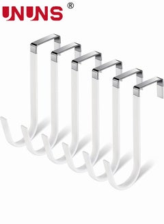 اشتري 6PCS Over The Door Hooks - White Metal Sturdy Over Door Hanger Hook for Hanging Clothes, Heavy Duty Door Hanger for Bathroom, Kitchen Hanging Towels, Bags, Hats, Coats في الامارات