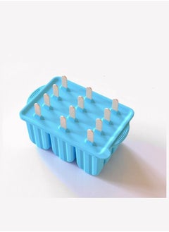 اشتري Ice Cream Mold, 12-Grids Food Grade SiliconeMaking Tool Frozen Ice Popsicle Maker with Cover في السعودية