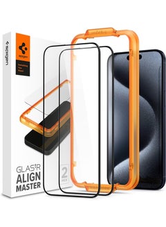 اشتري Glastr Align Master Edge to Edge [2 Pack] for iPhone 15 PRO Screen Protector Premium Tempered Glass - Full Cover في الامارات