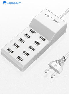 Buy EU USB multi-port Multi-Outlets 5V2.4A 10 Port Mobile Phone Fast Charging White Charger Multifunctional Universal Quick Adapter in Saudi Arabia