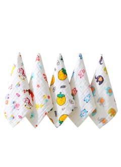 Buy Baby Six-Layer Plain Gauze Towel Washcloths Cartoon Picture 11.8 * 11.8 Inches 5 Pieces in Saudi Arabia