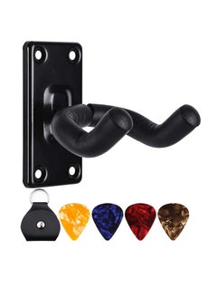 اشتري Guitar Holder Guitar Wall Mount Guitar Hanger Shelf with Pick Holder Guitar Rack for Acoustic or Electric Guitar Ukulele Bass for All Size Guitars Violin Erhu Ukulele Hanger Black في السعودية