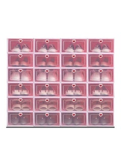 Buy Clear Plastic Shoe Storage Transparent Stackable Organizer box (White 24PCS) in UAE