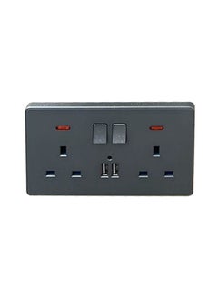 Buy Dual USB Plug Wall Socket Dark Grey 9x6centimeter in UAE