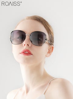 اشتري Women's Polarized Butterfly Sunglasses, UV400 Protection Sun Glasses with Black Gold Frame Decorated with Flower Pattern, Fashion Anti-glare Sun Shades for Women with Glasses Case, 61mm في السعودية