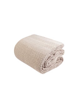 Buy Home Charm Bold Beige Double Knit Blanket in UAE