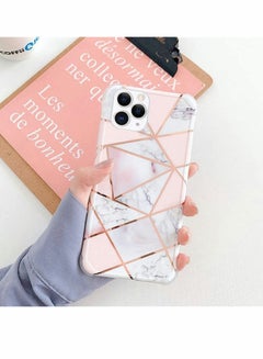 Buy Case for iPhone 11 Pro Max Girls Women Glossy Marble Design Sparkly Glitter Cute Slim Flexible Soft Silicone Rubber Gel TPU Cases, Pink in UAE