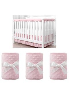 Buy Crib Bumper Rail Cover Rail Guard Rail Cover Wrapped Bed Crib Rail Guard Cover Edge Protector for Toddler Bed Rails Ultra Soft Reversible Guardrail Cover Protector for baby (3Pcs Pink) in UAE