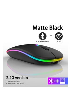 Buy Mute Design New Bluetooth Wireless Mouse with USB Rechargeable RGB Mouse for Computer Laptop PC Macbook Gaming Mouse Gamer,Mute 2.4G+Bluetooth three-mode RGB luminous version in UAE