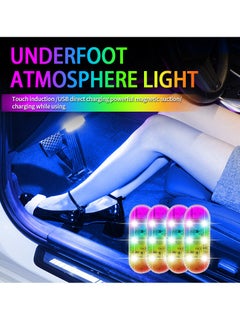 اشتري 2 Pcs Car LED Lights Interior 7 Colors LED Interior Car Lights with 6 Bright LED Lamp Beads Portable Night Reading Light Car Interior Atmosphere USB Rechargeable Lighting Light في السعودية