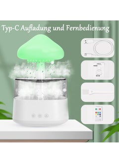 Buy Rain Cloud Humidifier with Remote Control, Humidifier with Diffuser 450ml, 7 Color LED Lights, Silent Humidifier with Raindrop Sound for Relaxing and Sleeping in Office and Bedrooms Efficient Humidification The humidifier effectively adds moisture to the air without overloading it. Creates a comfortable environment by improving air quality and eliminating unpleasant odors. Enjoy the benefits of fresh, clean air throughout your space 2 in 1 Humidifier DiffuserThe product also works as an essential oil diffuser, allowing you to enjoy the benefits of aromatherapy. Add a few drops of your favorite oil to the water to create a fragrant mist. This can help improve the air quality in your space and promote relaxation and calm Enjoy a colorful cloud-shaped night lightChoose from 7 different colors to create a calm and warm environment that promotes relaxation and better sleep. Night lights are perfect for children's bedrooms or anyone who suffers from insomnia in Egypt