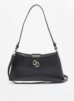 Buy Solid Shoulder Bag with Detachable Strap and Magnetic Closure in Saudi Arabia