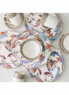 اشتري Angelika 16-Piece Lotus Shape New Bone China Dinner Set-Serve 4 في الامارات