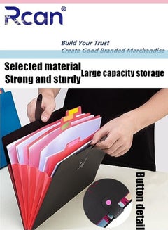 اشتري A4 Folder Multi Layer Large Capacity Plastic File Bag Portable Paper Classification Storage Organizer Snap Waterproof Expandable Document Manager Suitable for Office Business Home School في السعودية