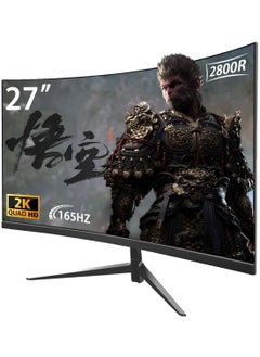 Buy 27 Inch Curved Gaming Monitor,QHD 2560 x 1440 Computer Monitor 165Hz,16:9 Wide HDR Display,FreeSync,1ms Response,2* HDMI & DisplayPort,Tilt Adjustable in Saudi Arabia