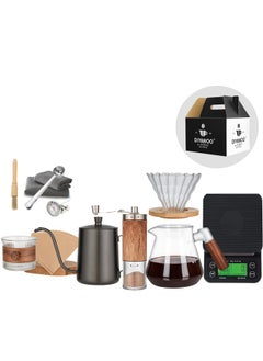 Buy DIYANOO V60 Coffee Maker Coffee Set, Drip Coffee Set 11 Pieces, Coffee Grinder, Coffee Kettle, V60 Coffee Dripper, Coffee Bag,V60 Coffee Server,V60 filter Coffee Serving Set Drip distilled in Saudi Arabia